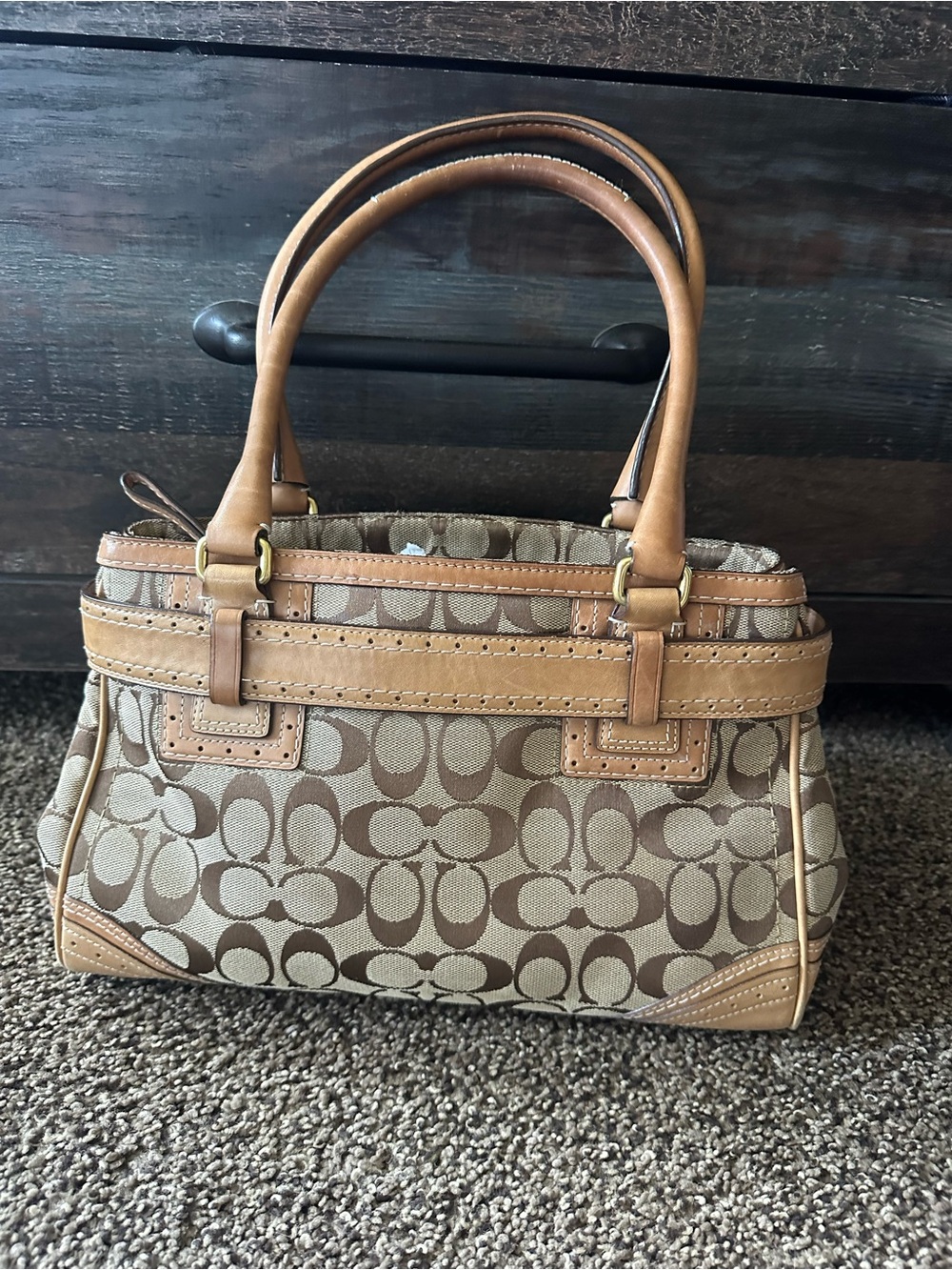 Coach Brown/Tan Signature Canvas Tote with Matching Wallet - Picture 7 of 16